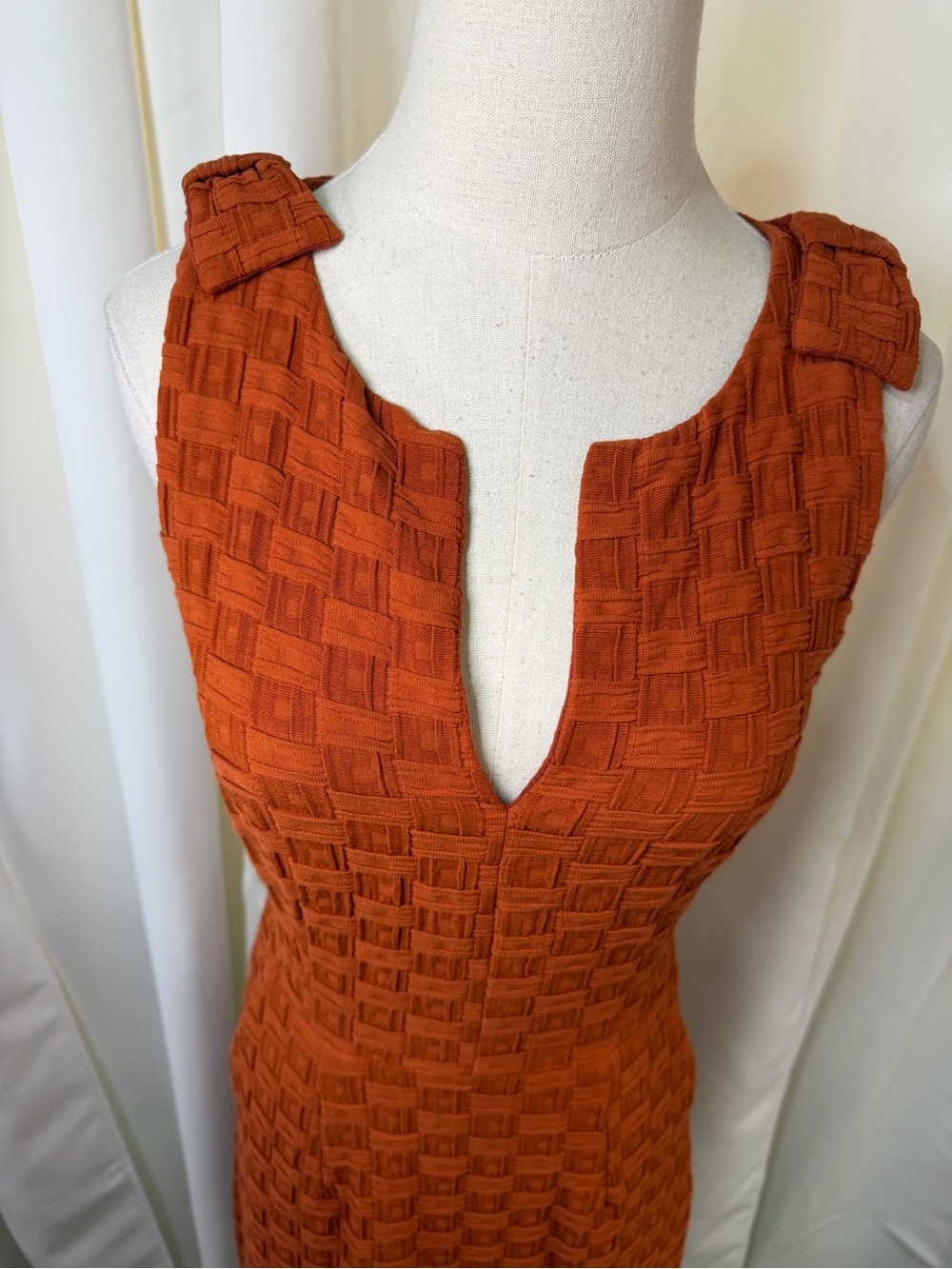 Tabitha Burnt Orange Basketweave Textured Knit Sleeveless Dress Size 0 - Picture 7 of 16